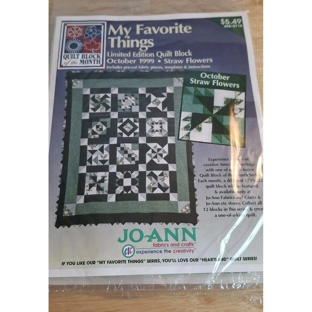 JoAnn My Favorite Things Lot Of Ten 1999 Limited Edition Quilt Block Mar-Dec New
